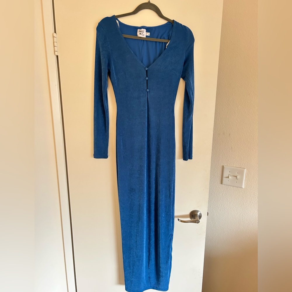 Princess Polly Blue Buttoned Bodycon Dress